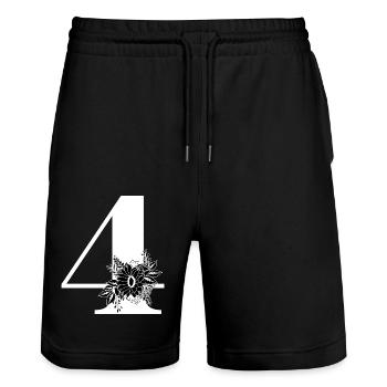 Number 4 Black Floral -4th Floral Anniversary - Stanley/Stella Trainer Unisex Organic Jogging Shorts - black - Front - Nik (191cm) & Marisol (170cm)