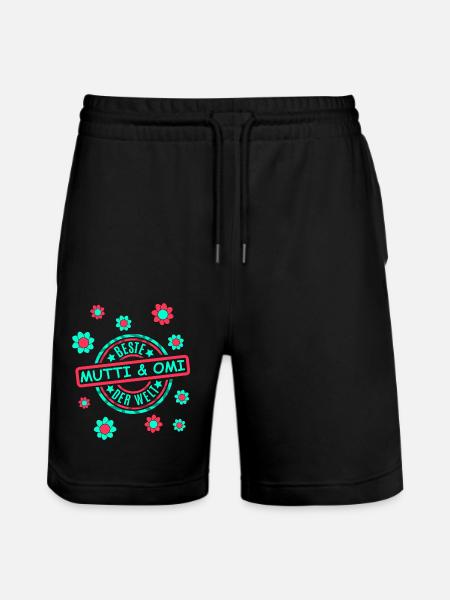 Beste Omi Mutti Blumen - Stanley/Stella Unisex Bio Joggingshorts Trainer - Schwarz
