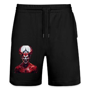 Gruseliges Halloween-partykostüm Dämon - Stanley/Stella Trainer Unisex Organic Jogging Shorts - black - Front - Nik (191cm) & Marisol (170cm)