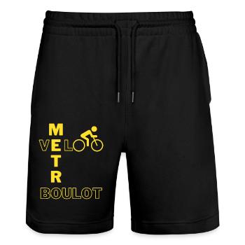 métro boulot vélo - Short de jogging bio TRAINER Stanley/Stella unisexe - noir - Devant - Nik (191cm) & Marisol (170cm)