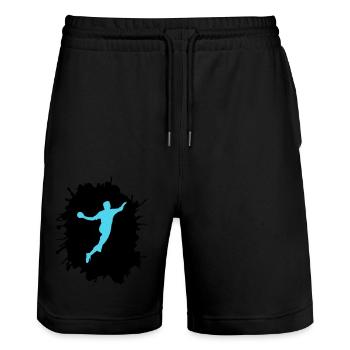 splatter handball - Stanley/Stella Unisex Bio Joggingshorts Trainer  - Schwarz - Vorne - Nik (191cm) & Marisol (170cm)