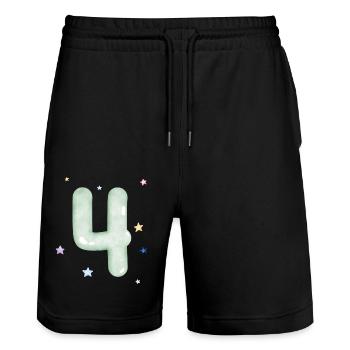 4th Anniversary Watercolor Star - Stanley/Stella Trainer Unisex Organic Jogging Shorts - black - Front - Nik (191cm) & Marisol (170cm)