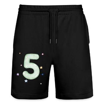 5e anniversaire watercolor étoile - Short de jogging bio TRAINER Stanley/Stella unisexe - noir - Devant - Nik (191cm) & Marisol (170cm)
