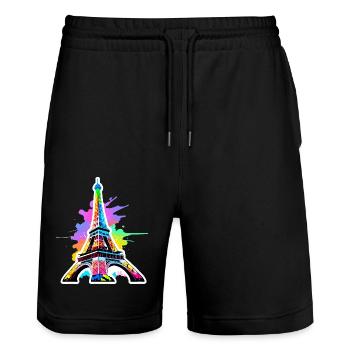 Eiffel tower #18 - Short de jogging bio TRAINER Stanley/Stella unisexe - noir - Devant - Nik (191cm) & Marisol (170cm)
