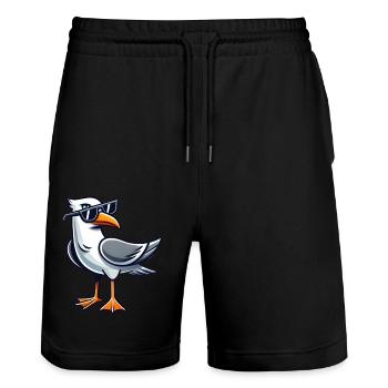 Cool Seagull Coast North Sea Baltic Sea Sunglasses - Stanley/Stella Trainer Unisex Organic Jogging Shorts - black - Front - Nik (191cm) & Marisol (170cm)