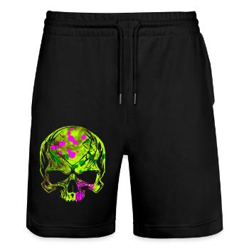 Krasser Totenkopf - Stanley/Stella Unisex Bio Joggingshorts Trainer  - Schwarz - Vorne - Nik (191cm) & Marisol (170cm)