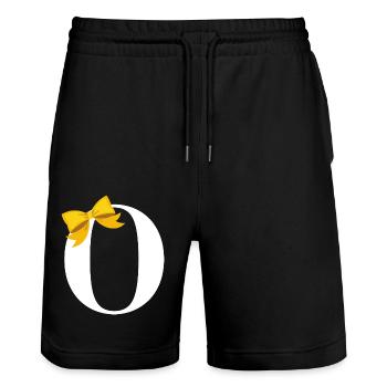 Buchstabe o gelbe Schleife - Stanley/Stella Unisex Bio Joggingshorts Trainer  - Schwarz - Vorne - Nik (191cm) & Marisol (170cm)