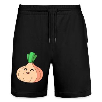 Onion - Stanley/Stella Trainer Unisex Organic Jogging Shorts - black - Front - Nik (191cm) & Marisol (170cm)