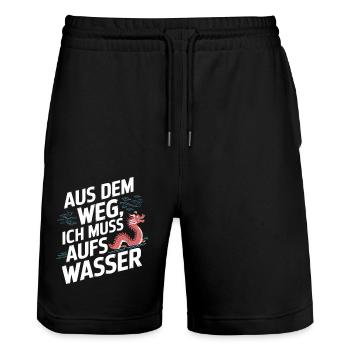 Aus dem Weg, ich muss aufs Wasser - Stanley/Stella Unisex Bio Joggingshorts Trainer  - Schwarz - Vorne - Nik (191cm) & Marisol (170cm)