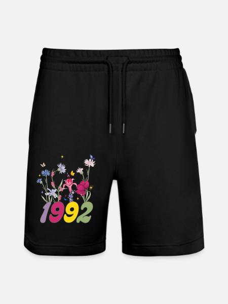 Year of birth 1992 wildflowers - Stanley/Stella Trainer Unisex Organic Jogging Shorts - black
