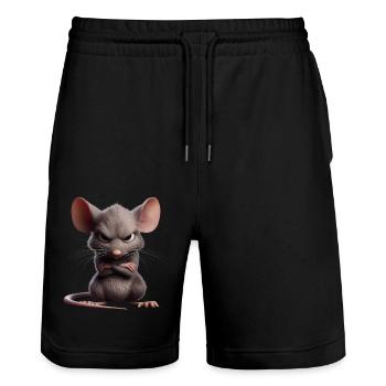 Rat grim 2 - Short de jogging bio TRAINER Stanley/Stella unisexe - noir - Devant - Nik (191cm) & Marisol (170cm)