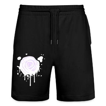 Rose Blossom Graffiti Drop Rose Romantic - Stanley/Stella Trainer Unisex Organic Jogging Shorts - black - Front - Nik (191cm) & Marisol (170cm)