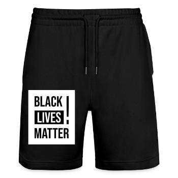 Black Lives Matter Shirt Gift - Stanley/Stella Unisex Bio Joggingshorts Trainer  - Schwarz - Vorne - Nik (191cm) & Marisol (170cm)