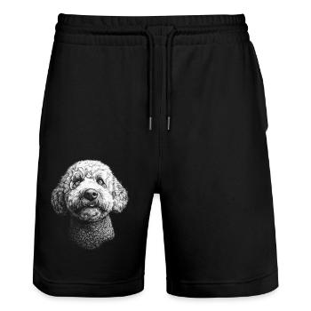 Lagotto Romagnolo Portrait Hunde Hund - Stanley/Stella Unisex Bio Joggingshorts Trainer  - Schwarz - Vorne - Nik (191cm) & Marisol (170cm)