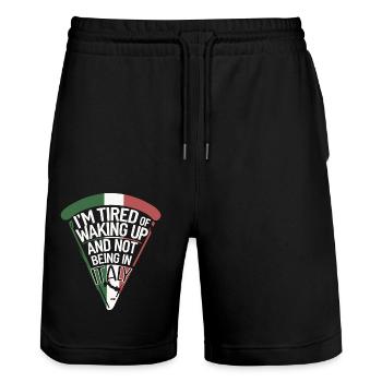 Italie Italia – pour les amoureux de l’Italie - Short de jogging bio TRAINER Stanley/Stella unisexe - noir - Devant - Nik (191cm) & Marisol (170cm)