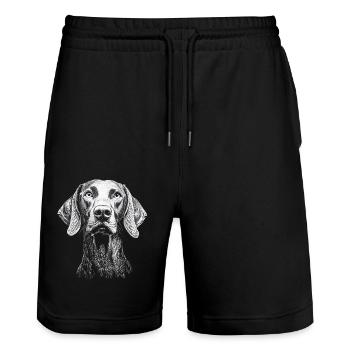 Weimaraner Portrait Hunting Dog Hunting Dogs Dogs - Stanley/Stella Trainer Unisex Organic Jogging Shorts - black - Front - Nik (191cm) & Marisol (170cm)