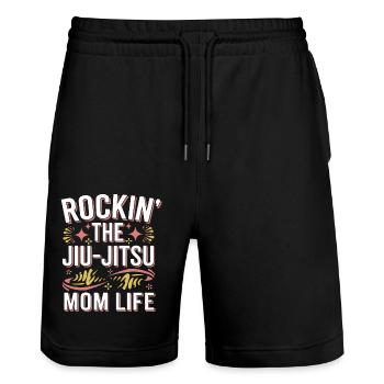 Un design cool pour les mamans de jiu-jitsu - Short de jogging bio TRAINER Stanley/Stella unisexe - noir - Devant - Nik (191cm) & Marisol (170cm)