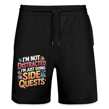 I'm Not Distracted I'm Just Doing Side Quests 9 - Stanley/Stella Unisex Bio Joggingshorts Trainer  - Schwarz - Vorne - Nik (191cm) & Marisol (170cm)