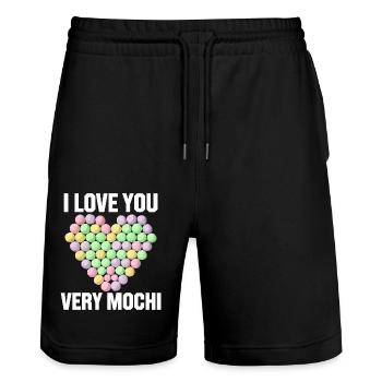 Mochi: Love for dessert - Stanley/Stella Trainer Unisex Organic Jogging Shorts - black - Front - Nik (191cm) & Marisol (170cm)