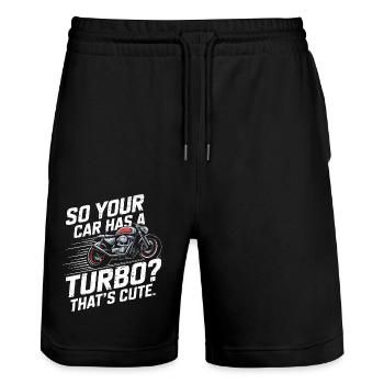 Fun racing design for motorcycle fans - Stanley/Stella Trainer Unisex Organic Jogging Shorts - black - Front - Nik (191cm) & Marisol (170cm)
