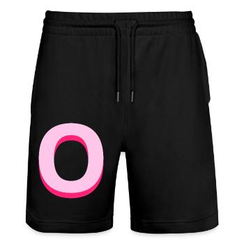 Letter O pink pop and modern - Stanley/Stella Trainer Unisex Organic Jogging Shorts - black - Front - Nik (191cm) & Marisol (170cm)