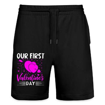 xoxo love you amore Blumen Frauen Valentinstag 14 - Stanley/Stella Unisex Bio Joggingshorts Trainer  - Schwarz - Vorne - Nik (191cm) & Marisol (170cm)
