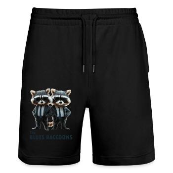 Les ratons laveurs bleus - Short de jogging bio TRAINER Stanley/Stella unisexe - noir - Devant - Nik (191cm) & Marisol (170cm)