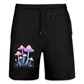 Magische Pilze im Zauberwald - Stanley/Stella Unisex Bio Joggingshorts Trainer  - Schwarz - Vorne - Nik (191cm) & Marisol (170cm)
