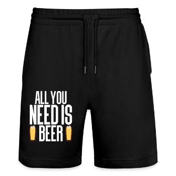 Beer - Stanley/Stella Trainer Unisex Organic Jogging Shorts - black - Front - Nik (191cm) & Marisol (170cm)