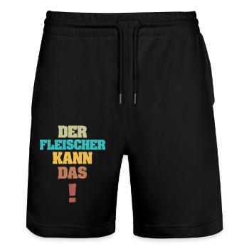 Cadeau pour boucher - Short de jogging bio TRAINER Stanley/Stella unisexe - noir - Devant - Nik (191cm) & Marisol (170cm)