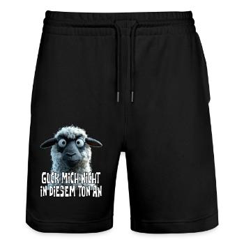 Ne me regarde pas sur ce ton, drôle de mouton - Short de jogging bio TRAINER Stanley/Stella unisexe - noir - Devant - Nik (191cm) & Marisol (170cm)