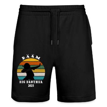 Kids Big Brother 2025 Gift Announcement Dab - Stanley/Stella Trainer Unisex Organic Jogging Shorts - black - Front - Nik (191cm) & Marisol (170cm)