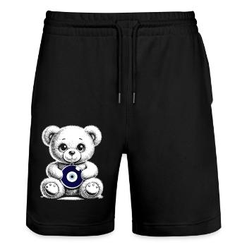 Nazar - Stanley/Stella Trainer Unisex Organic Jogging Shorts - black - Front - Nik (191cm) & Marisol (170cm)