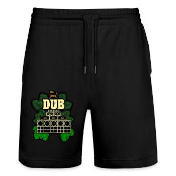 Dub Soundsystem - Stanley/Stella Trainer Unisex Organic Jogging Shorts - black - Front - Nik (191cm) & Marisol (170cm)