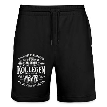 Jobwechsel Kollegen Abschiedsgeschenk - Stanley/Stella Unisex Bio Joggingshorts Trainer  - Schwarz - Vorne - Nik (191cm) & Marisol (170cm)