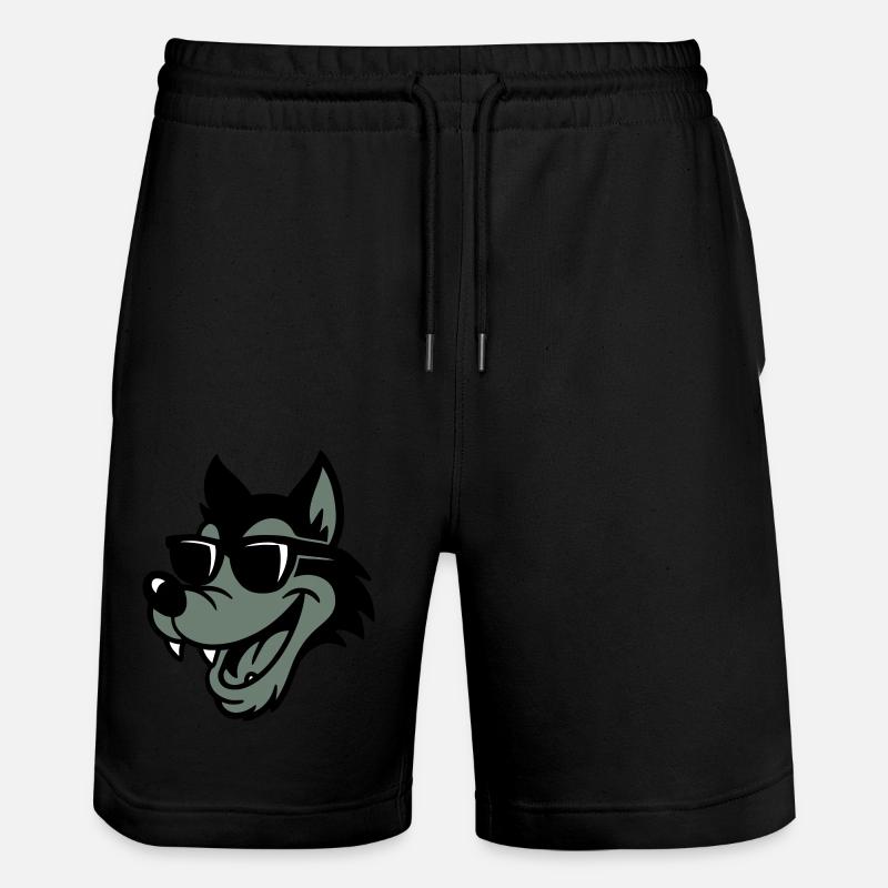 Wolf Comic - Stanley/Stella Unisex Bio Joggingshorts Trainer  - Schwarz