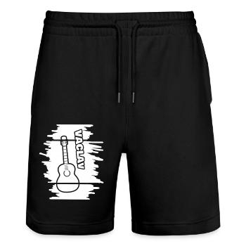 Guitar Vaclav - Stanley/Stella Unisex Bio Joggingshorts Trainer  - Schwarz - Vorne - Nik (191cm) & Marisol (170cm)