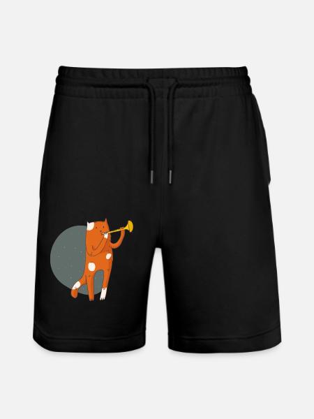Katze - Stanley/Stella Unisex Bio Joggingshorts Trainer - Schwarz