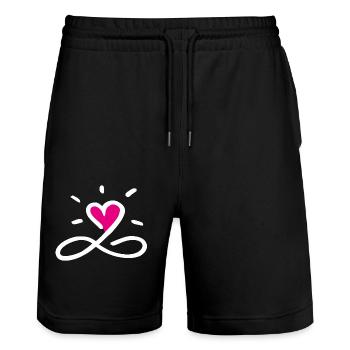 Unendliche Liebe in weiss - Stanley/Stella Unisex Bio Joggingshorts Trainer  - Schwarz - Vorne - Nik (191cm) & Marisol (170cm)