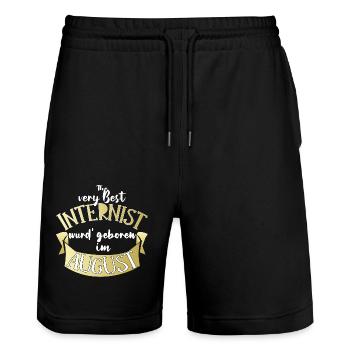 Internist Arzt Geburtstag August Geschenk lustig - Stanley/Stella Unisex Bio Joggingshorts Trainer  - Schwarz - Vorne - Nik (191cm) & Marisol (170cm)
