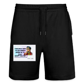 Love What You Do – Retro Pop Art Design - Stanley/Stella Trainer Unisex Organic Jogging Shorts - black - Front - Nik (191cm) & Marisol (170cm)
