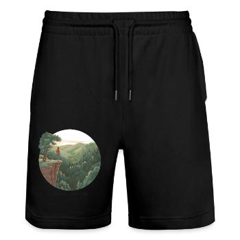 Wander Far, Heal Deeply – Hiking & Nature - Stanley/Stella Trainer Unisex Organic Jogging Shorts - black - Front - Nik (191cm) & Marisol (170cm)