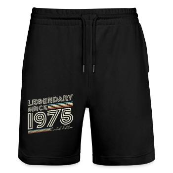 Legendary Since 1975 Vintage Birthday Gift - Stanley/Stella Trainer Unisex Organic Jogging Shorts - black - Front - Nik (191cm) & Marisol (170cm)
