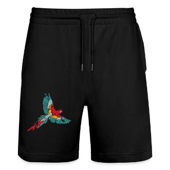 Papagei - Stanley/Stella Unisex Bio Joggingshorts Trainer  - Schwarz - Vorne - Nik (191cm) & Marisol (170cm)