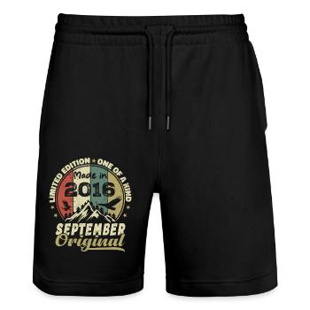 2016 - Les légendes sont nées en septembre 2016 - Short de jogging bio TRAINER Stanley/Stella unisexe - noir - Devant - Nik (191cm) & Marisol (170cm)