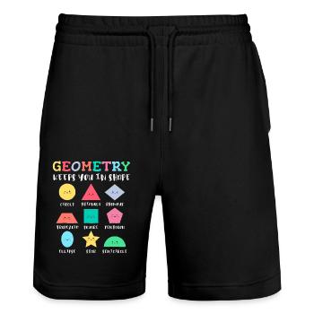 Geometrische Formen mit positiven Sprüchen - Stanley/Stella Unisex Bio Joggingshorts Trainer  - Schwarz - Vorne - Nik (191cm) & Marisol (170cm)