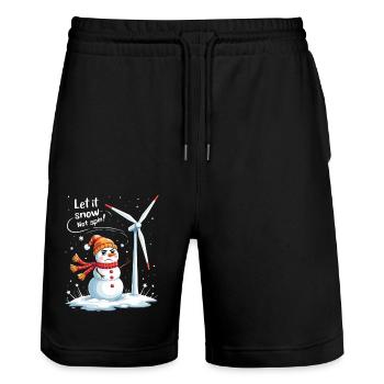 Stop Wind Turbines - Let it Snow, Not Spin - Stanley/Stella Trainer Unisex Organic Jogging Shorts - black - Front - Nik (191cm) & Marisol (170cm)