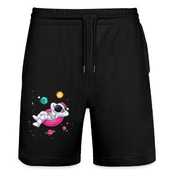 Weihnachts-Astronaut entspannt im All - Stanley/Stella Unisex Bio Joggingshorts Trainer  - Schwarz - Vorne - Nik (191cm) & Marisol (170cm)