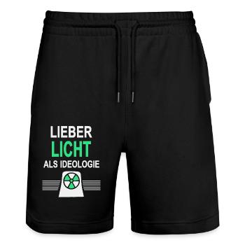 Lieber Licht als Ideologie - Ja zu Atomkraft - Stanley/Stella Unisex Bio Joggingshorts Trainer  - Schwarz - Vorne - Nik (191cm) & Marisol (170cm)