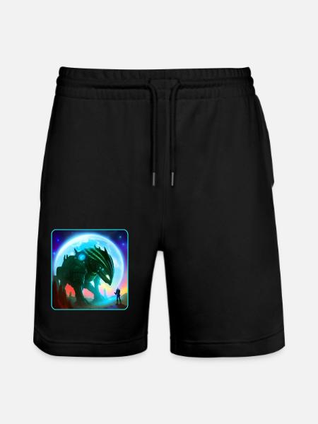 Astronaut and Alien Machine - Stanley/Stella Trainer Unisex Organic Jogging Shorts - black